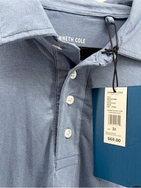 Kenneth Cole Active Polo Shirt Men's Blue  Golf Casual Dress Size 3X NWT S041